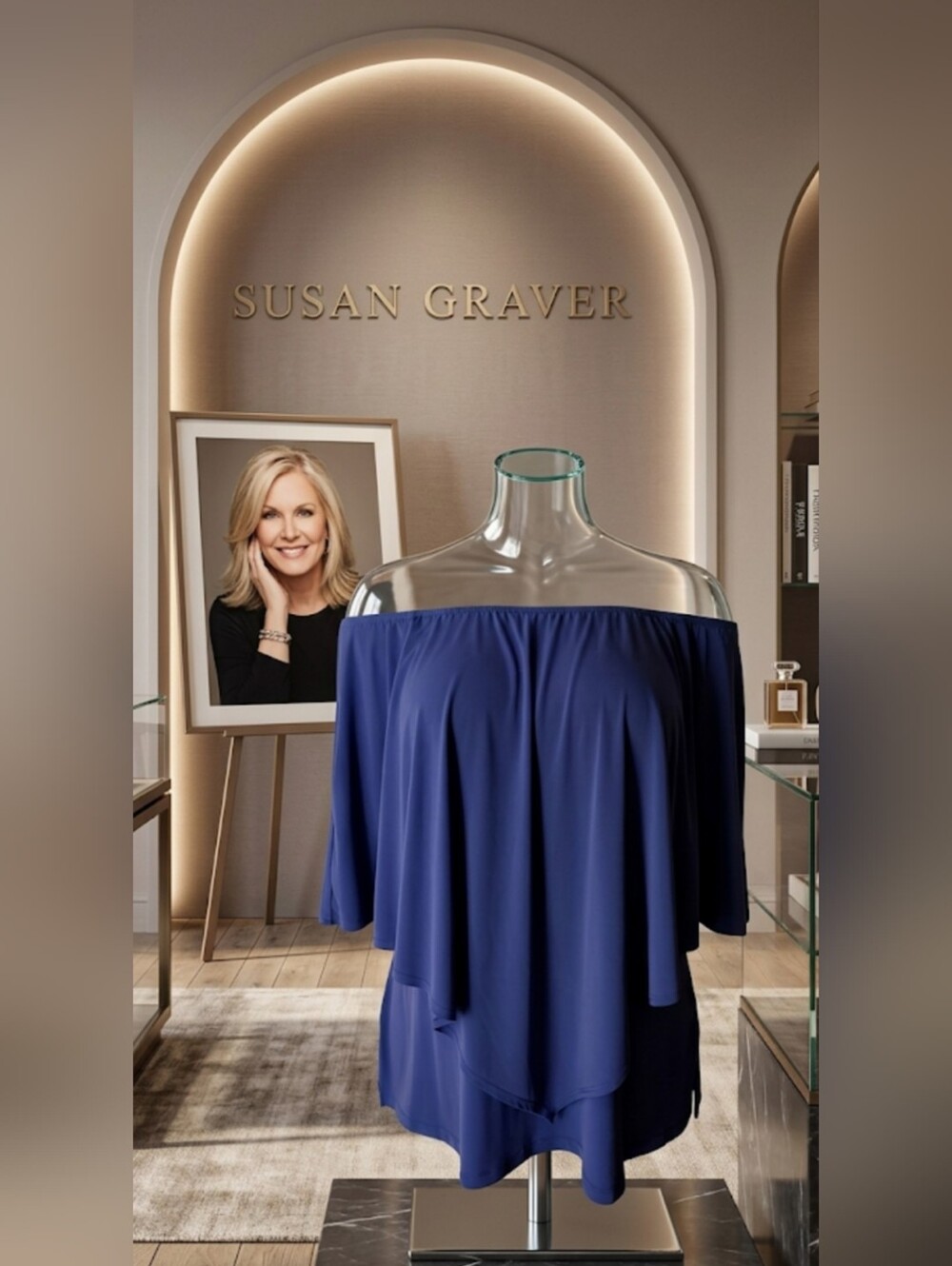 Susan Graver Liquid Knit® Cold-Shoulder Layered Top